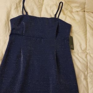 Blue silver metallic L Dress NWT